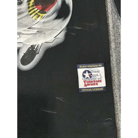 Vintage Black Heritage Inc. Tuskegee Airmen Airplane Black T Shirt Sz XL - Picture 3 of 7
